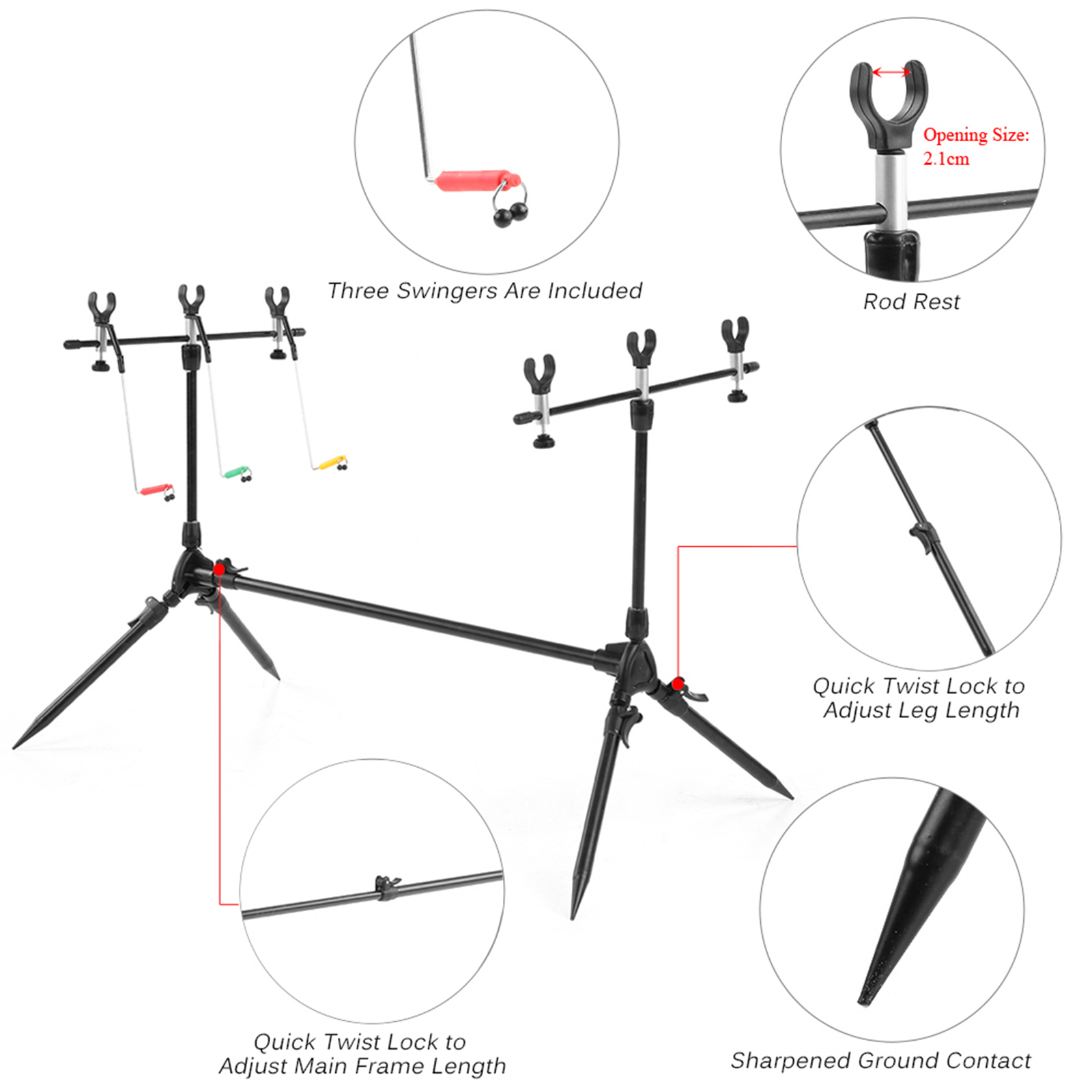 Lixada-Pesca Rod Pod Stand Hol - Bite Indicator avaliação e preço